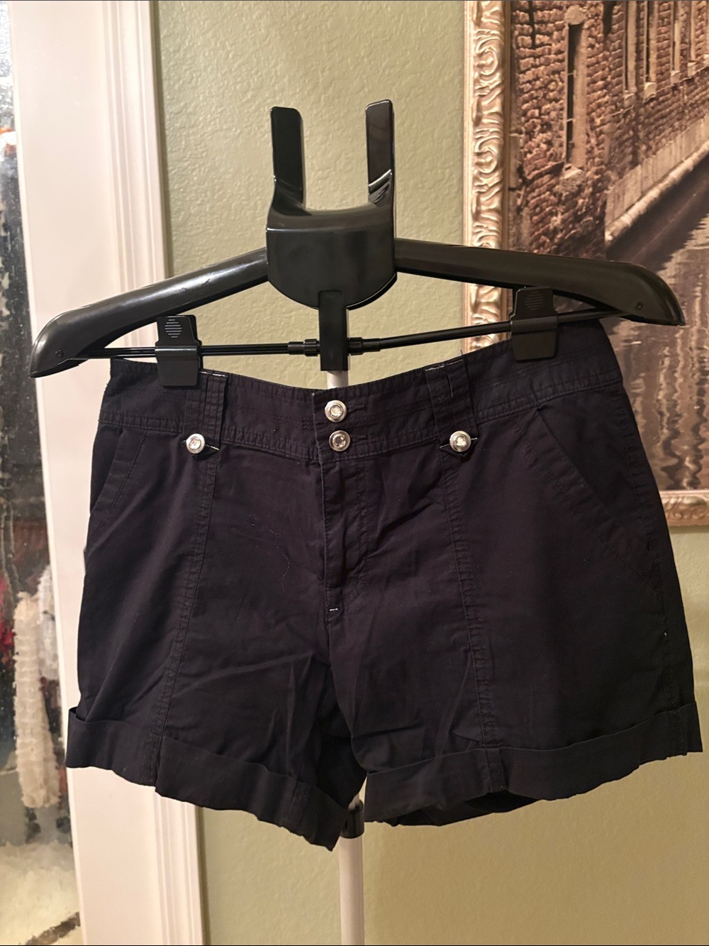 INC International Concepts Black Cuffed Bermuda Shorts